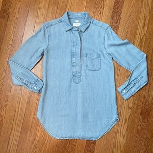 LOFT - The Softened Shirt - Denim Button Front Tunic - Size: XS